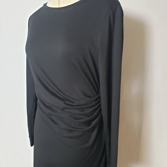 Banana Republic Soft Lux Shirred Side Sheath Midi Dress Black Ladies Size Med - Picture 6 of 13